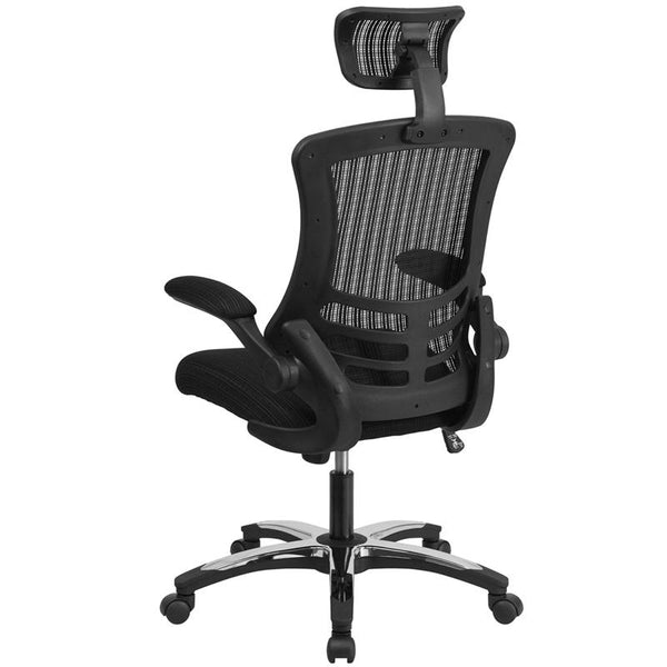 High-Back Black Mesh Swivel Ergonomic Executive Office Chair With Flip-Up Arms And Adjustable Headrest, Bifma Certified By Flash Furniture | Office Chairs | Modishstore - 3