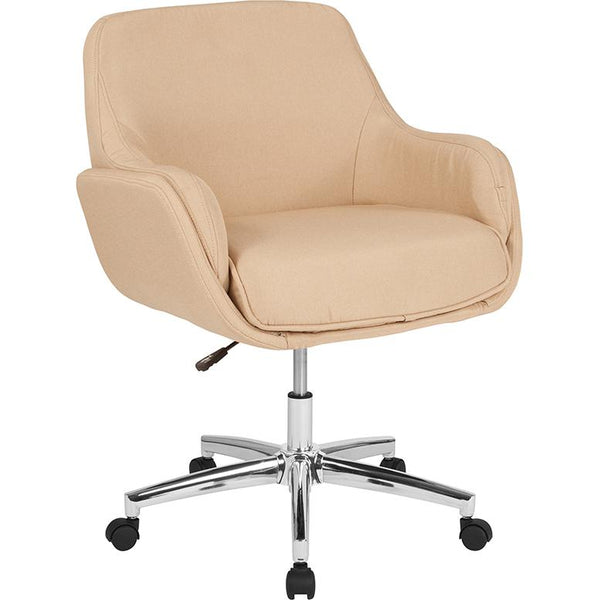 Rochelle Home And Office Upholstered Mid-Back Chair In Beige Fabric By Flash Furniture | Office Chairs | Modishstore