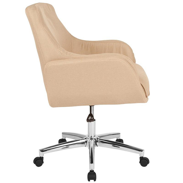 Rochelle Home And Office Upholstered Mid-Back Chair In Beige Fabric By Flash Furniture | Office Chairs | Modishstore - 2