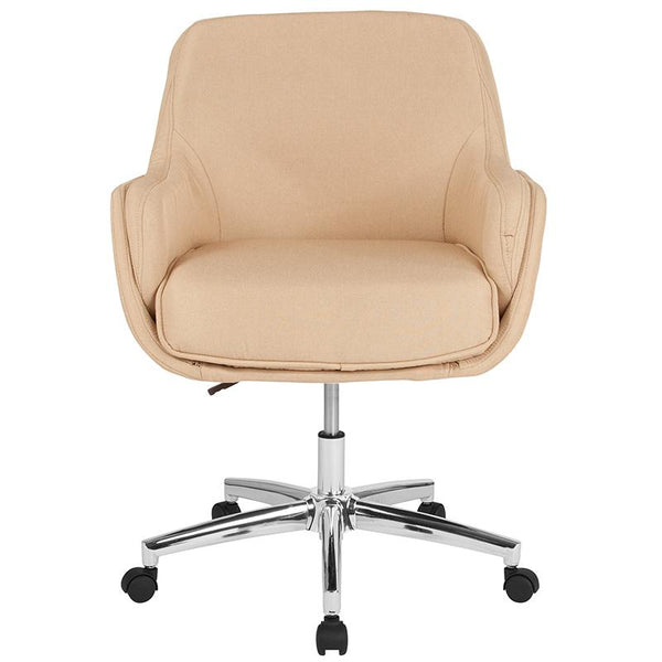 Rochelle Home And Office Upholstered Mid-Back Chair In Beige Fabric By Flash Furniture | Office Chairs | Modishstore - 4