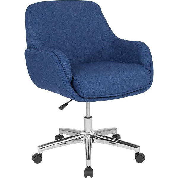 Rochelle Home And Office Upholstered Mid-Back Chair In Blue Fabric By Flash Furniture | Office Chairs | Modishstore