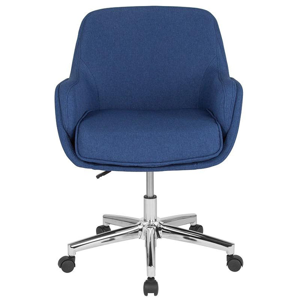 Rochelle Home And Office Upholstered Mid-Back Chair In Blue Fabric By Flash Furniture | Office Chairs | Modishstore - 4