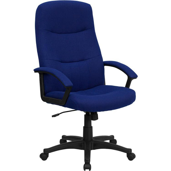 High Back Navy Blue Fabric Executive Swivel Office Chair With Two Line Horizontal Stitch Back And Arms By Flash Furniture | Office Chairs | Modishstore