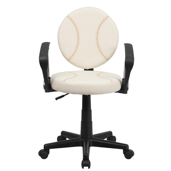 Baseball Swivel Task Office Chair With Arms By Flash Furniture | Office Chairs | Modishstore - 4