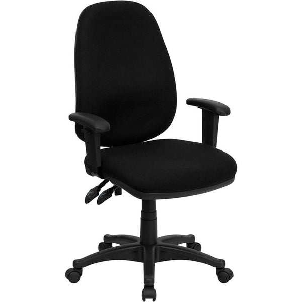 High Back Black Fabric Executive Swivel Ergonomic Office Chair With Adjustable Arms By Flash Furniture | Office Chairs | Modishstore