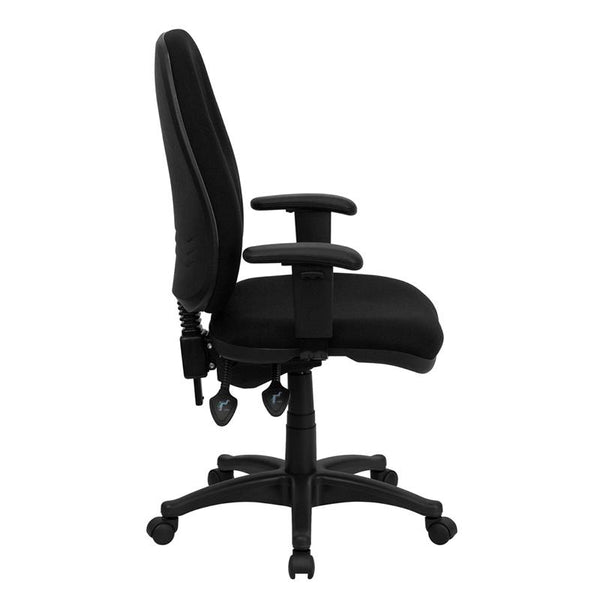 High Back Black Fabric Executive Swivel Ergonomic Office Chair With Adjustable Arms By Flash Furniture | Office Chairs | Modishstore - 2