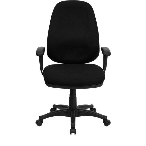 High Back Black Fabric Executive Swivel Ergonomic Office Chair With Adjustable Arms By Flash Furniture | Office Chairs | Modishstore - 4
