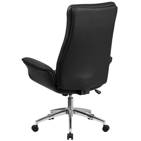 High Back Black Leathersoft Executive Swivel Office Chair With Flared Arms By Flash Furniture | Office Chairs | Modishstore - 3