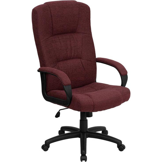 High Back Burgundy Fabric Executive Swivel Office Chair With Arms By Flash Furniture | Office Chairs | Modishstore