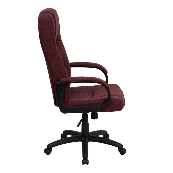 High Back Burgundy Fabric Executive Swivel Office Chair With Arms By Flash Furniture | Office Chairs | Modishstore - 2