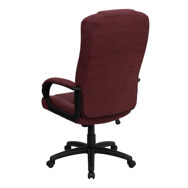 High Back Burgundy Fabric Executive Swivel Office Chair With Arms By Flash Furniture | Office Chairs | Modishstore - 3