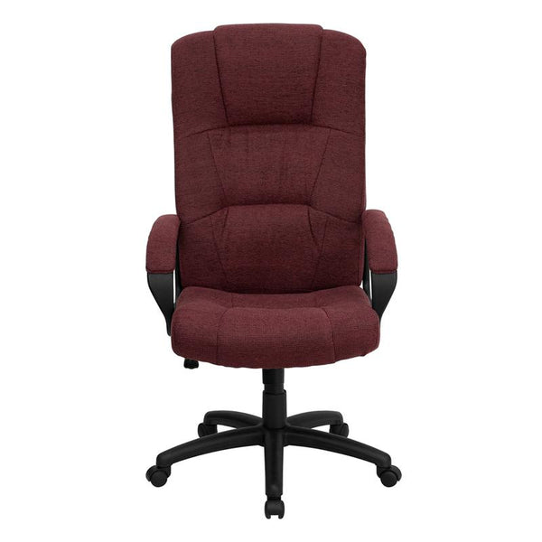 High Back Burgundy Fabric Executive Swivel Office Chair With Arms By Flash Furniture | Office Chairs | Modishstore - 4