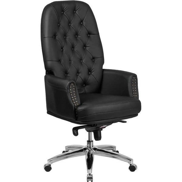 High Back Traditional Tufted Black Leathersoft Multifunction Executive Swivel Ergonomic Office Chair With Arms By Flash Furniture | Office Chairs | Modishstore