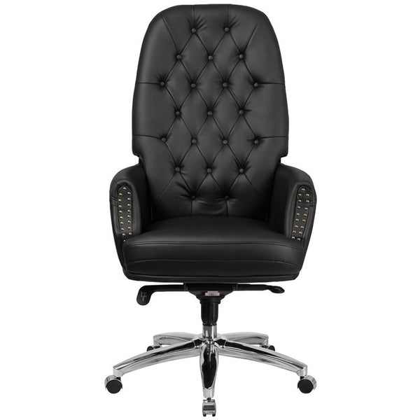 High Back Traditional Tufted Black Leathersoft Multifunction Executive Swivel Ergonomic Office Chair With Arms By Flash Furniture | Office Chairs | Modishstore - 4