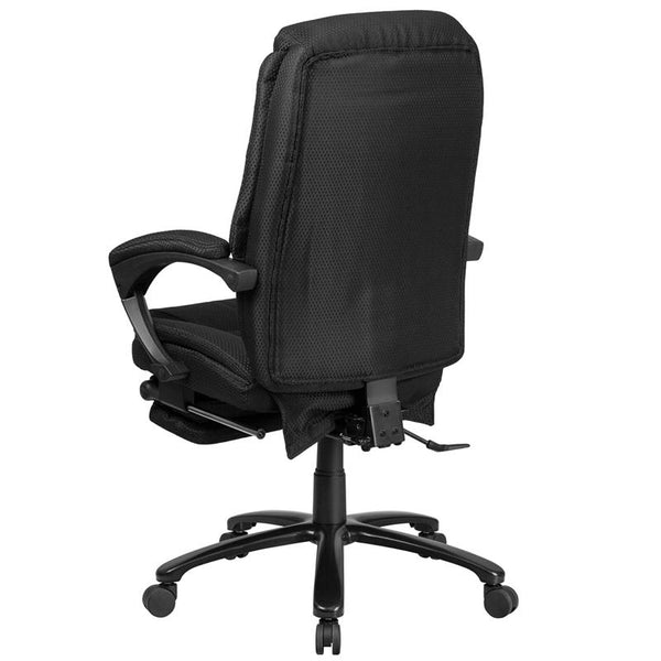 High Back Black Fabric Executive Reclining Ergonomic Swivel Office Chair With Comfort Coil Seat Springs And Arms By Flash Furniture | Office Chairs | Modishstore - 3