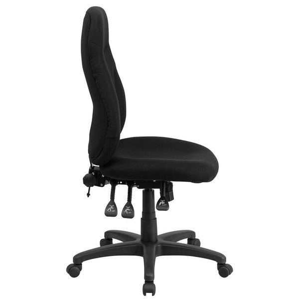 High Back Black Fabric Multifunction Swivel Ergonomic Task Office Chair By Flash Furniture | Office Chairs | Modishstore - 2