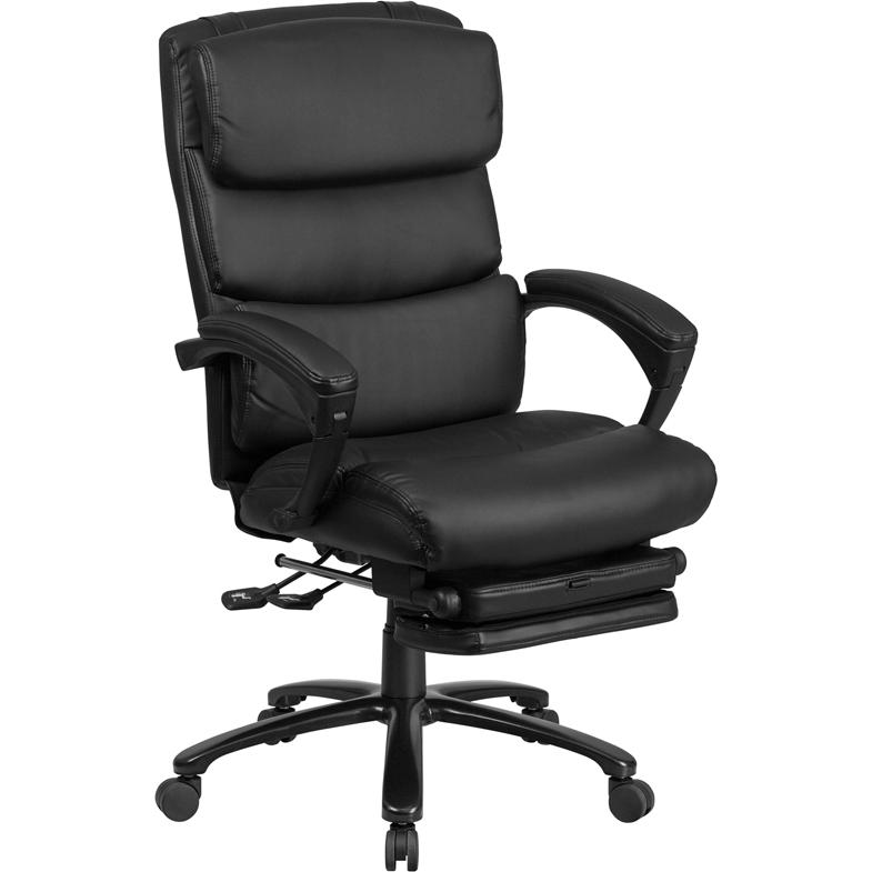 High Back Black Leathersoft Executive Reclining Ergonomic Office Chair With Adjustable Headrest, Coil Seat Springs And Arms By Flash Furniture | Office Chairs | Modishstore