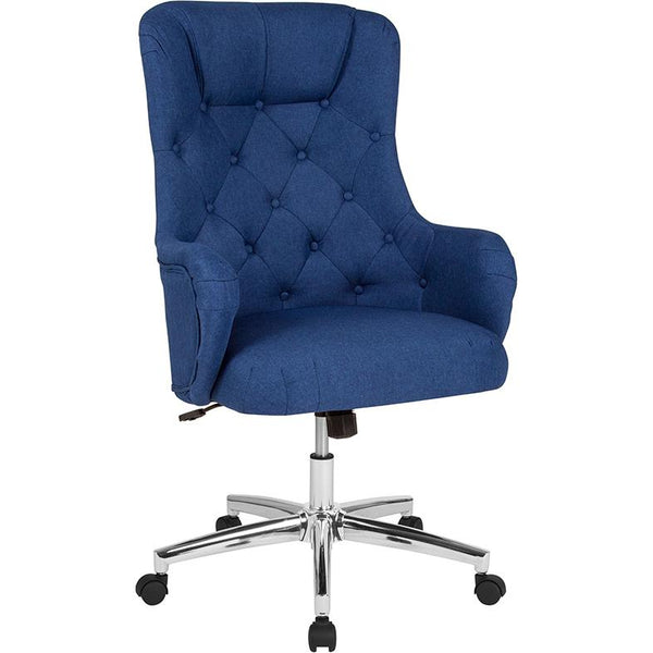 Chambord Home And Office Upholstered High Back Chair In Blue Fabric By Flash Furniture | Office Chairs | Modishstore