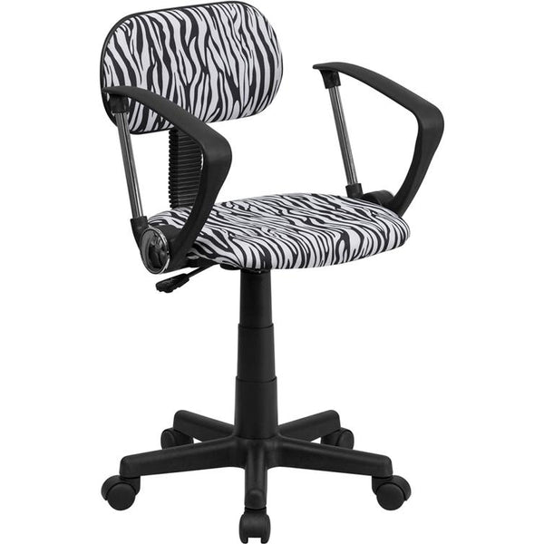Black And White Zebra Print Swivel Task Office Chair With Arms By Flash Furniture | Office Chairs | Modishstore