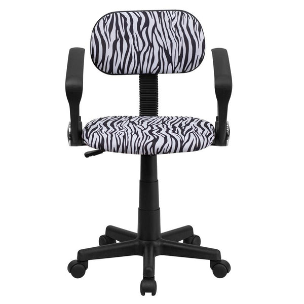 Black And White Zebra Print Swivel Task Office Chair With Arms By Flash Furniture | Office Chairs | Modishstore - 4