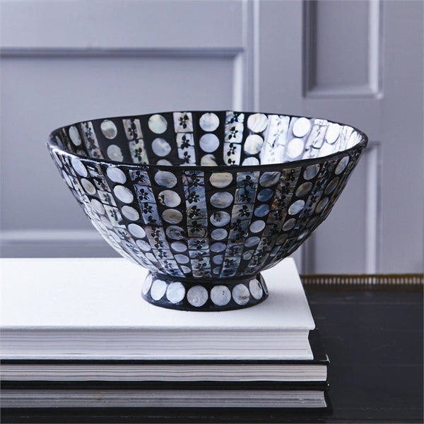 Tozai Home MOP Circles Lacquered Round Bowls - Set Of 3