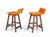 Vig Furniture Modrest Candice Modern Orange & Walnut Bar Stool (Set of 2) | Modishstore | Bar Stools