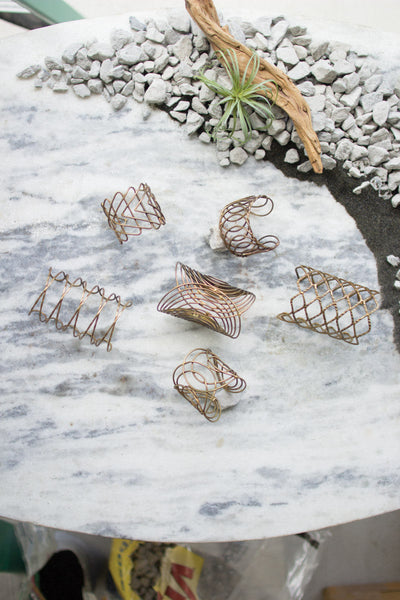 Kalalou Set Of Six  Brass Wire Cuffs | Modishstore | Decor