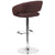 Contemporary Brown Fabric Adjustable Height Barstool With Rounded Mid-Back And Chrome Base By Flash Furniture | Bar Stools | Modishstore - 3