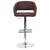 Contemporary Brown Fabric Adjustable Height Barstool With Rounded Mid-Back And Chrome Base By Flash Furniture | Bar Stools | Modishstore - 4