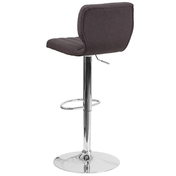 Contemporary Charcoal Fabric Adjustable Height Barstool With Vertical Stitch Back And Chrome Base By Flash Furniture | Bar Stools | Modishstore - 3