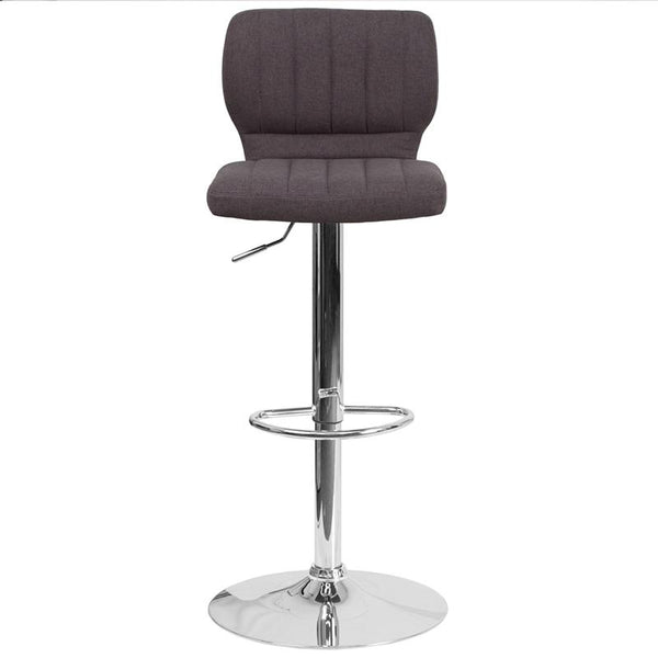 Contemporary Charcoal Fabric Adjustable Height Barstool With Vertical Stitch Back And Chrome Base By Flash Furniture | Bar Stools | Modishstore - 4
