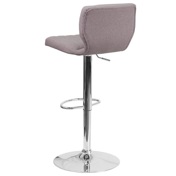 Contemporary Gray Fabric Adjustable Height Barstool With Vertical Stitch Back And Chrome Base By Flash Furniture | Bar Stools | Modishstore - 3