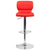 Contemporary Red Vinyl Adjustable Height Barstool With Vertical Stitch Back And Chrome Base By Flash Furniture | Bar Stools | Modishstore - 4