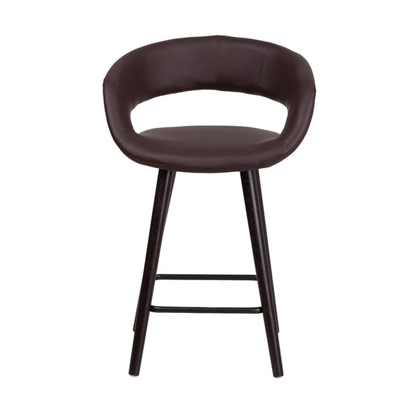 Brynn Series 23.75'' High Contemporary Cappuccino Wood Counter Height Stool In Brown Vinyl By Flash Furniture | Bar Stools | Modishstore - 4