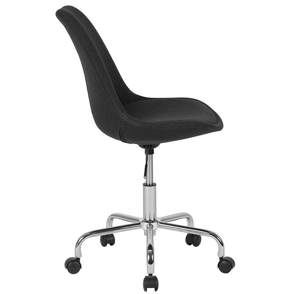 Aurora Series Mid-Back Black Fabric Task Office Chair With Pneumatic Lift And Chrome Base By Flash Furniture | Office Chairs | Modishstore - 2
