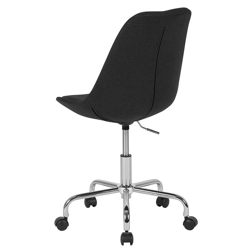 Aurora Series Mid-Back Black Fabric Task Office Chair With Pneumatic Lift And Chrome Base By Flash Furniture | Office Chairs | Modishstore - 3