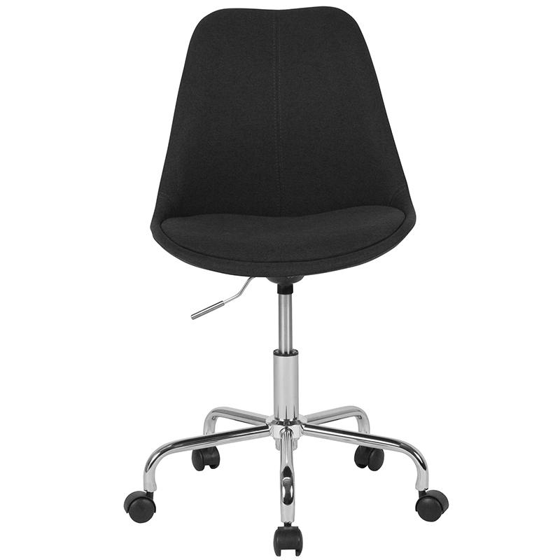 Aurora Series Mid-Back Black Fabric Task Office Chair With Pneumatic Lift And Chrome Base By Flash Furniture | Office Chairs | Modishstore - 4