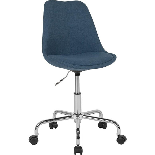Aurora Series Mid-Back Blue Fabric Task Office Chair With Pneumatic Lift And Chrome Base By Flash Furniture | Office Chairs | Modishstore