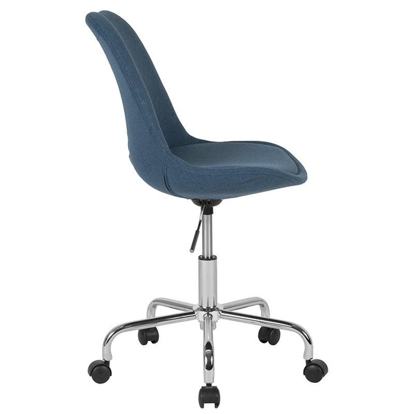 Aurora Series Mid-Back Blue Fabric Task Office Chair With Pneumatic Lift And Chrome Base By Flash Furniture | Office Chairs | Modishstore - 2