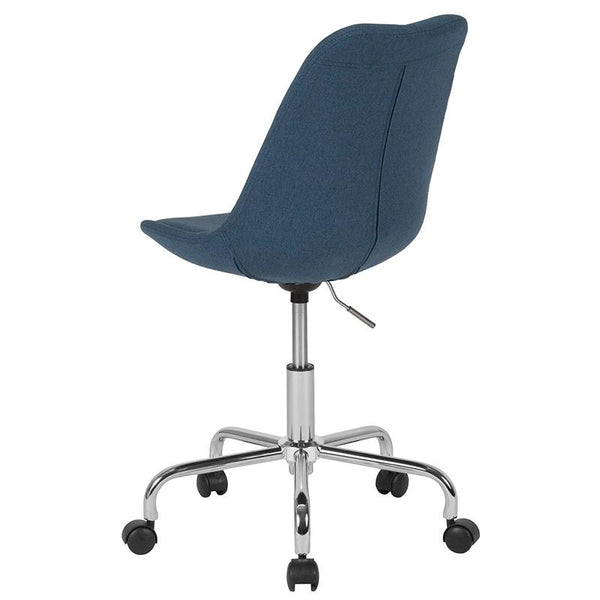 Aurora Series Mid-Back Blue Fabric Task Office Chair With Pneumatic Lift And Chrome Base By Flash Furniture | Office Chairs | Modishstore - 3