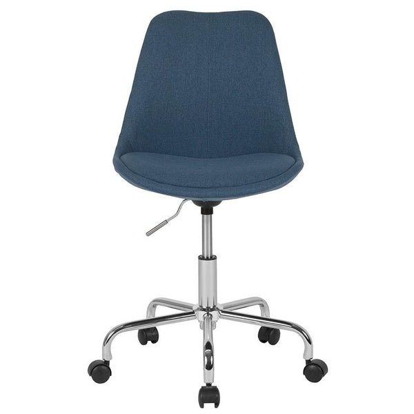 Aurora Series Mid-Back Blue Fabric Task Office Chair With Pneumatic Lift And Chrome Base By Flash Furniture | Office Chairs | Modishstore - 4