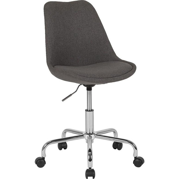 Aurora Series Mid-Back Dark Gray Fabric Task Office Chair With Pneumatic Lift And Chrome Base By Flash Furniture | Office Chairs | Modishstore