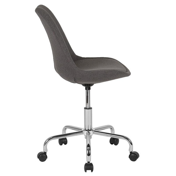 Aurora Series Mid-Back Dark Gray Fabric Task Office Chair With Pneumatic Lift And Chrome Base By Flash Furniture | Office Chairs | Modishstore - 2