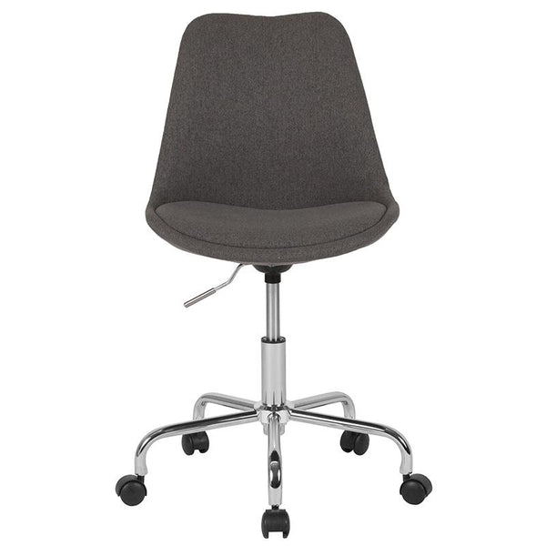 Aurora Series Mid-Back Dark Gray Fabric Task Office Chair With Pneumatic Lift And Chrome Base By Flash Furniture | Office Chairs | Modishstore - 4