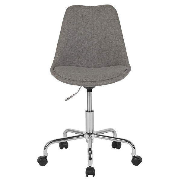 Aurora Series Mid-Back Light Gray Fabric Task Office Chair With Pneumatic Lift And Chrome Base By Flash Furniture | Office Chairs | Modishstore - 4