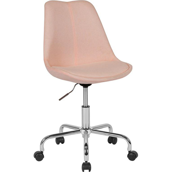 Aurora Series Mid-Back Pink Fabric Task Office Chair With Pneumatic Lift And Chrome Base By Flash Furniture | Office Chairs | Modishstore