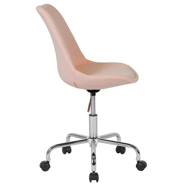 Aurora Series Mid-Back Pink Fabric Task Office Chair With Pneumatic Lift And Chrome Base By Flash Furniture | Office Chairs | Modishstore - 2