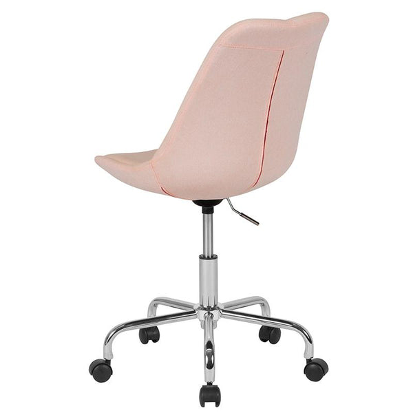 Aurora Series Mid-Back Pink Fabric Task Office Chair With Pneumatic Lift And Chrome Base By Flash Furniture | Office Chairs | Modishstore - 3