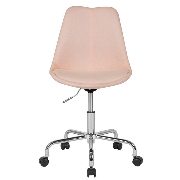Aurora Series Mid-Back Pink Fabric Task Office Chair With Pneumatic Lift And Chrome Base By Flash Furniture | Office Chairs | Modishstore - 4