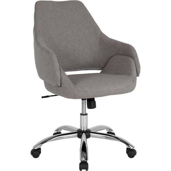 Madrid Home And Office Upholstered Mid-Back Chair In Light Gray Fabric By Flash Furniture | Office Chairs | Modishstore